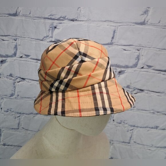 Vintage Burberry Women\'s Hat Nova Check Bucket Hat 60s 50s Size Medium 7\